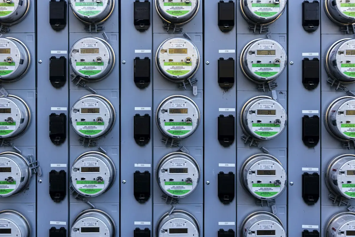 Rows of digital electricity meters